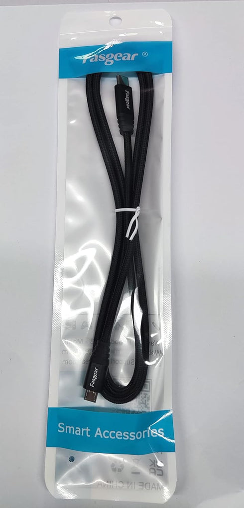 Fasgear 1m Nylon Braided USB C to Micro USB Cable, compatible with Galaxy S7/S6, HTC One/10 & more (Black, 3ft)