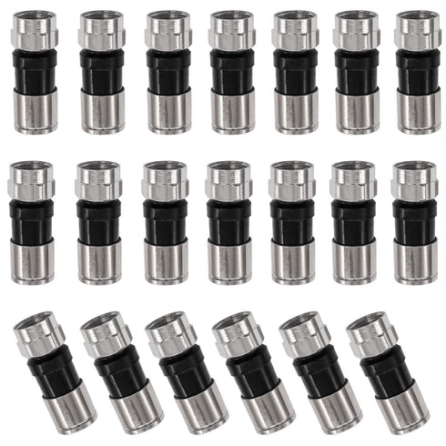 Taiss 20PCS F Type Coaxial Cable Compression Connectors, RG6 Compression Connectors (Black)