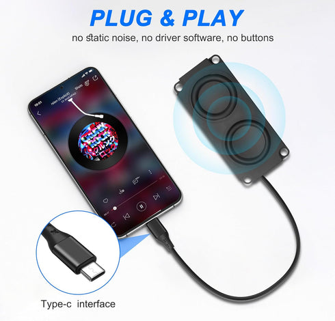 XMSJSIY 3W Phone-1 USB Type C Computer Speaker Laptop Speaker Portable Plug-in External Speaker for Desktop PC Laptop