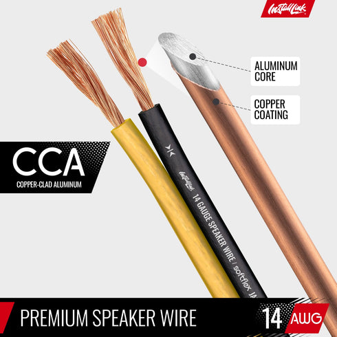 Install Link 14 AWG Gauge Speaker Wire Cable (30 Feet) for Stereo, Car or Home Theater, CCA
