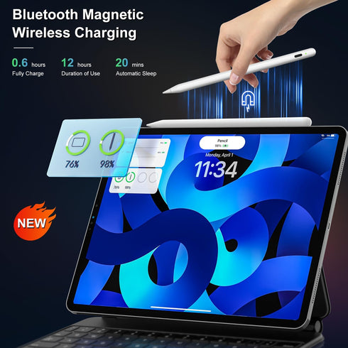Wireless Charging Pencil 2nd Generation - Stylus Pen for iPad Pro with Palm Rejection, Compatible with iPad/Mini/Air/Pro