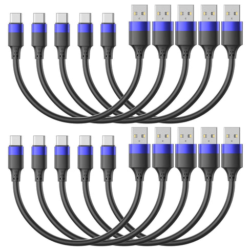 1ft Short USB C Cable for iPhone 15, 10 Pack Bulk USB A to USB C Charger Cord, 12 inch Compatible with Samsung