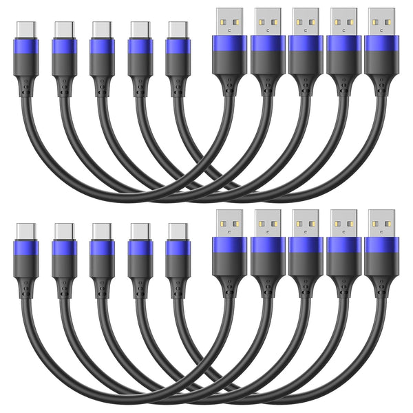 1ft Short USB C Cable for iPhone 15, 10 Pack Bulk USB A to USB C Charger Cord, 12 inch Compatible with Samsung