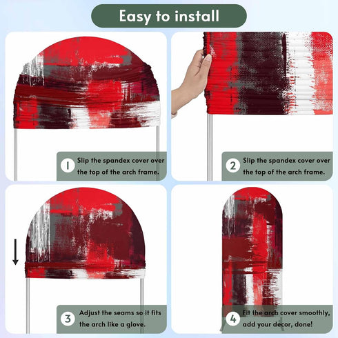 Jnbasdffb 6.6 Red Abstract Wedding Arch Cover, Stretchy Spandex Arch Backdrop Stand Covers FT, Modern Mottled Art Oil
