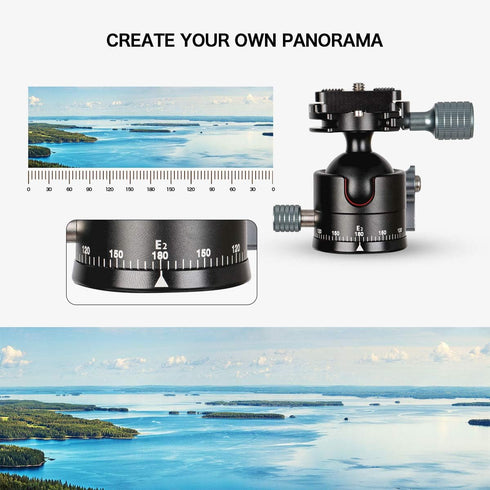 Koolehaoda Low Profile Ball Head Tripod Head, F36mm Metal Panorama Ball Head with 1/4" Screw for DSLR Tripod/Monopod,