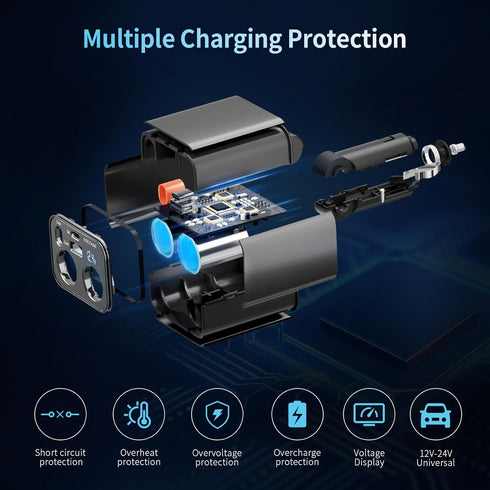 Paiholy 5 in 1 Retractable Car Charger Cigarette Lighter Splitter, 159W Fast Charger with Dual USB Port