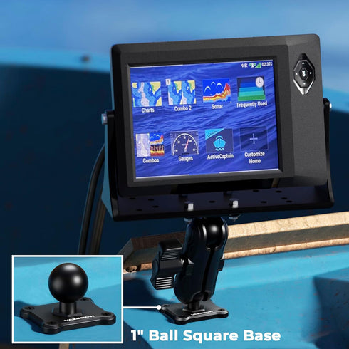 1" Ball Mount with Aluminum Alloy Square Plate, Universal Electronic Device Mounting Base for Garmin, Lowrance,