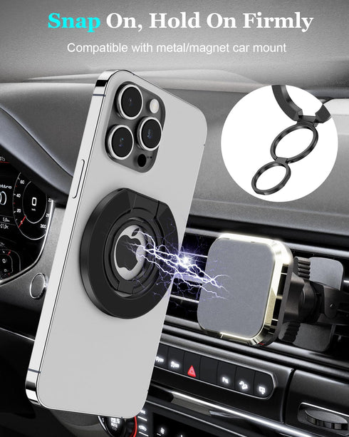 Magnetic Phone Grip for MagSafe, Double-Sided Adjustable Phone Ring Holder, Compatible with iPhone 15-12 Pro Max