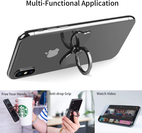 pzoz 360 Metal Cell Phone Finger Ring Stability Holder Back Stand Collapsible Hand Grip Knob Loop Car Mount Hook