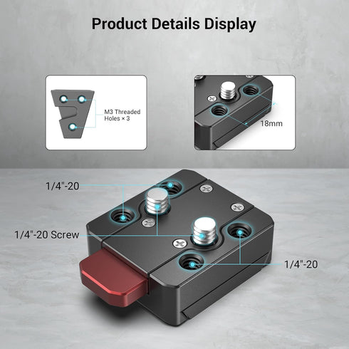 SmallRig Mini V-Lock Assembly Kit, V Mount Battery Plate, Quick Release Set with 1/4"-20 Threaded Holes - MD2801B