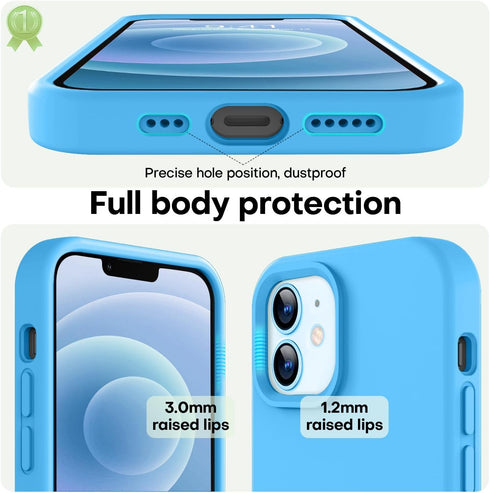 LOVE 3000 Blue iPhone 12/iPhone 12 Pro Case, Premium Silicone with Soft Anti-Scratch Microfiber Lining