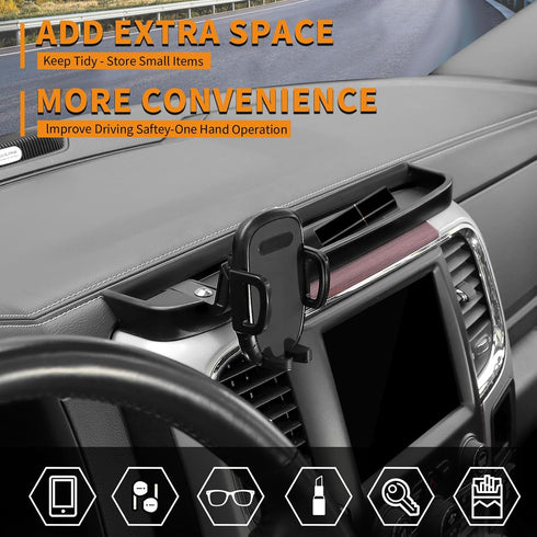 Multi-Mount Dash Phone Holder with Metal Rod for 2012-2017 Dodge RAM, Phone Mount Storage Tray Cellphone System Kit
