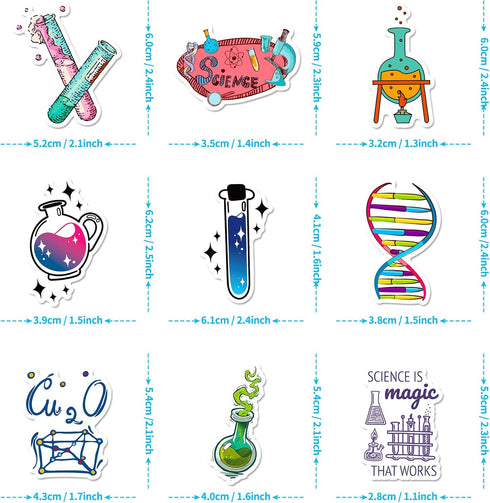 100 PCS Funny Science Laboratory Stickers for Kids, Teens, Adults - Waterproof Vinyl Stickers for Various Uses