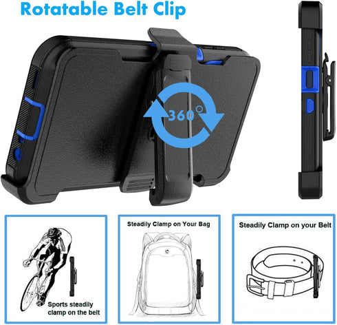 Njjex Rugged Case for Samsung Galaxy A15 5G, Heavy Duty Shockproof Locking Holster, Navy