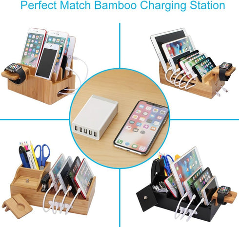Desktop 5 Port USB Wall Charger 40W 8A, USB Hub Charging Station for Multiple Devices, Portable Multi Port USB Charger