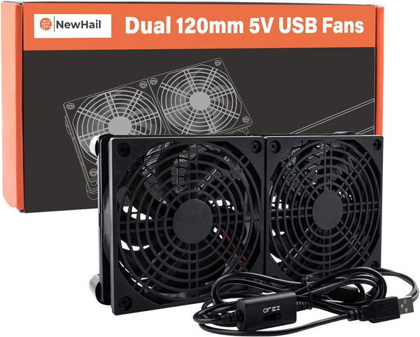 Quiet Dual 120mm USB Fan Dual-Ball Bearings, USB Fan 5V, with L/M/H