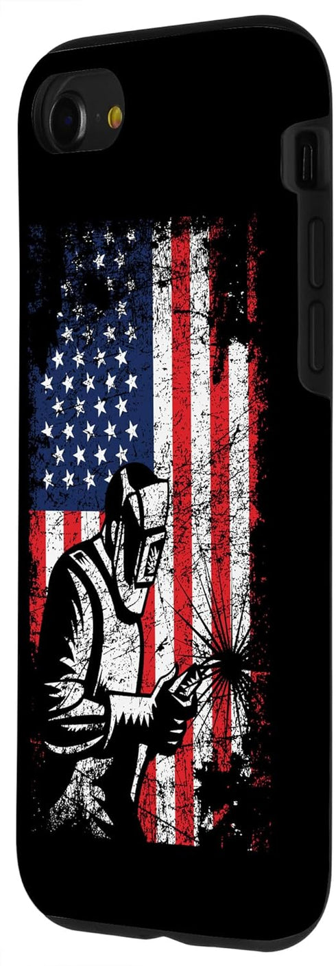 iPhone SE (2020) / 7 / 8 Welder Gifts American Flag Patriotic Distressed Welding Case