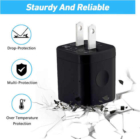 X-EDITION USB Wall Charger, 4-Pack 2.1A Dual Port USB Cube Power Adapter, Compatible with iPhone 13, 12, 11, Black