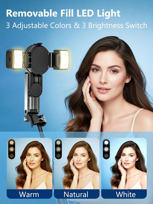 USKEYVISION 4 1 Recording(MPT-02) Magnetic Pocket Selfie Stick for iPhone with Light for MagSafe in Portable Pocket