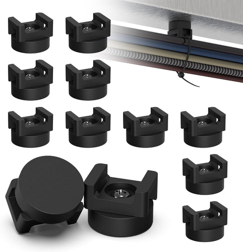 10 Pack Magnetic Zip Tie Mount with Rubber Coating, Strong NdFeB Magnetic
