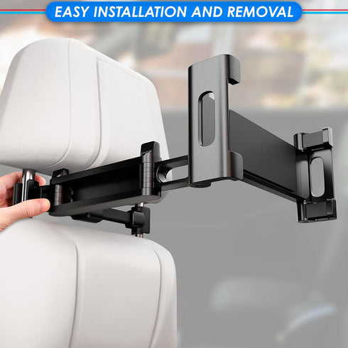 Universal Phone Mount Holder for Car - Black Car Phone Holder Mount iPad Back Seat Switch Head Rest Mount - Adjustable
