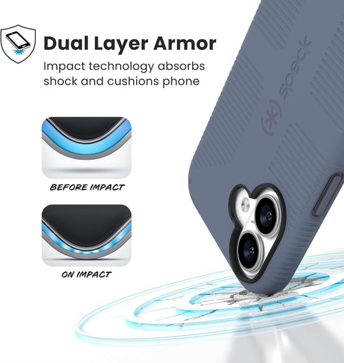 Speck 17 CANDYSHELL Grip +MS Case for iPhone - Mystery Blue/Faded Denim | Slim Protective Grip | Drop Protection |