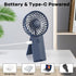 Portable Fan, 4-Speed Adjustable Battery-Operated Fan, USB Rechargeable Desk Fan, Handheld Fan for Travel, Deep Blue