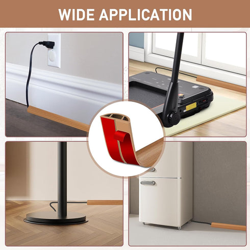 Self Adhesive Floor Cord Cover, 20Ft Light Brown Wood Cable Management for Power Cord Protection, 0.47" W x 0.27" H