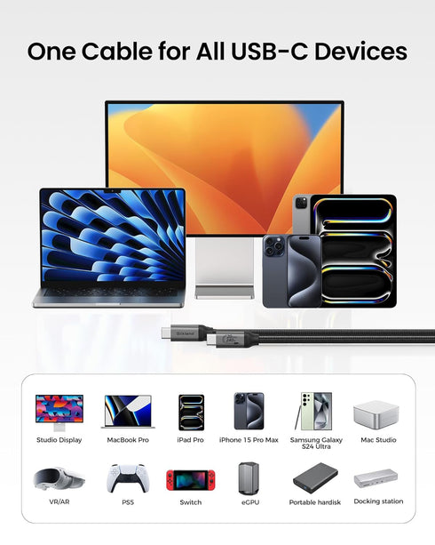 Silkland USB C Monitor Display Cable, 4K@120Hz/60Hz, 8K@30Hz, 3.3FT, 240W PD Fast Charge, Compatible with MacBook Pro,