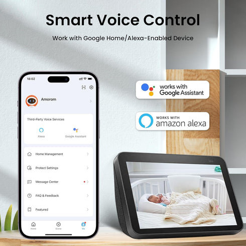 WiFi Indoor Camera for Home Security, 24/7 Recording, SD Card/Cloud Storage, Night Vision, AI Detection