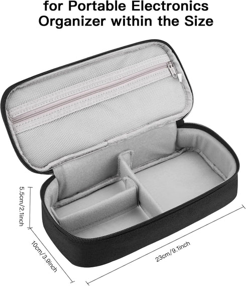 Electronics Travel Organizer Bag, Portable Case for Cables, Charger, Power Bank & Hard Drive (Black), Large