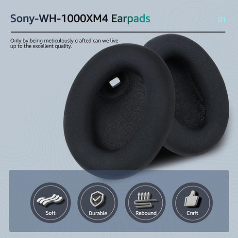 Fabric Replacement Ear Pads for Sony WH-1000XM4 Wireless Headphones, Compatible Earpads with Smooth Fabric & Memory Foam