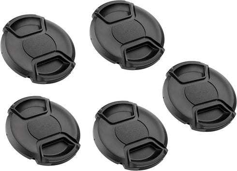 (5 Pcs Bundle) 37MM Lens Cap, Snap On Pinch Cap, Protector Cover for DSLR SLR Camera Lens