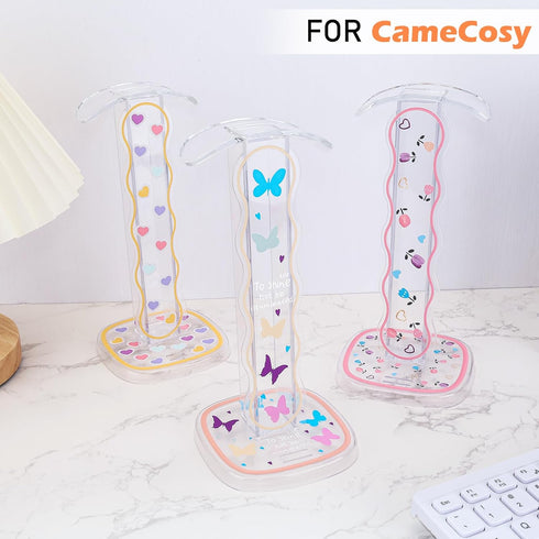 CamyCosy Headphone Stand Gaming Headset Holder for Desk, Clear Tulip Flowers Pattern Cellphone Stand for All Headphones