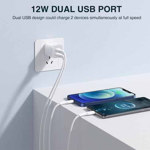 REKNA 14 13 12 11 USB Wall Charger, Dual Port Cube Power Adapter Charger Plug Block Charging Box, Dual Port Wall Fast