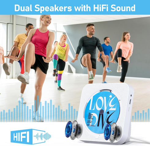 Bluetooth Desktop CD Player with Speakers, LED Screen, FM Radio, Remote Control, AUX, USB, TF Card Playback