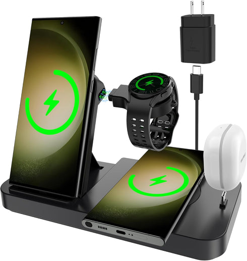 Wireless Charger for Samsung, EWUONU 5 in 1 Foldable Fast Charging Station for Galaxy S23 Ultra, S22, S21, Galaxy