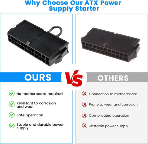 SDTC Tech 24-Pin ATX Power Supply Jumper Bridge Tool, PSU Test Starter Without Being Plugged Into Motherboard
