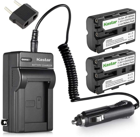 Kastar NP-FM500H Battery and Charger Kit (2-Pack) for Sony DSLR-A100 A200 A300 A350 A450 A500 A550 A560 A580 A700 A850