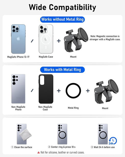 NINEFATICS 20X N52 360 45 1217 Phone Holder for Peloton Bike, Magnetic Phone Mount Clamp, Magnets, Rotate & Tilt