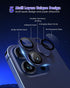 iPhone 15 Pro Max Camera Lens Protector - Full Coverage Metal, 9H Tempered Glass, Case Friendly, Titanium Blue.