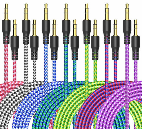 AUX Cord for Car, 7 Pack 3.5mm Auxiliary Audio Cable, Stereo AUX