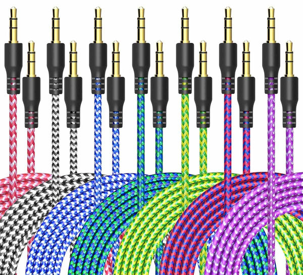 AUX Cord for Car, 7 Pack 3.5mm Auxiliary Audio Cable, Stereo AUX