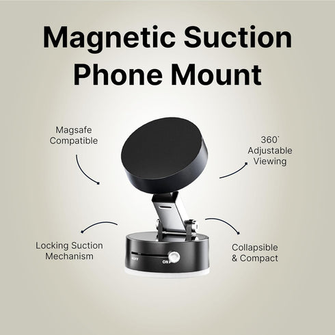 It's Just Smart 17, 16, 15, 14, Magnetic Phone Mount with Ultra Power Locking Suction Cup for Car, Desk & Mirror