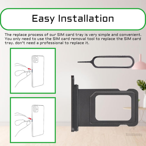 Black SIM Card Slot Replacement for iPhone 11, Single SIM Version Card Tray Holder Adapter with Waterproof Rubber Ring