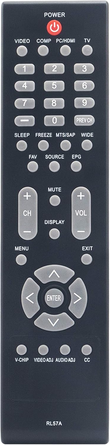 RL57A Replacement Remote for AOC Envision TV Models L19W861, L22W861, L26W861, L32W861, L37W861, L42H861 & VIZIO VR6