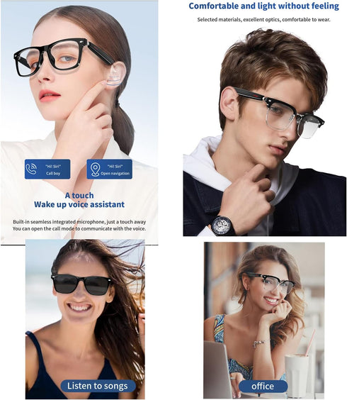 IVY TWS Smart Bluetooth Audio Glasses, Blue Light Blocking & Sunglasses Lens for Office Outdoor Sports