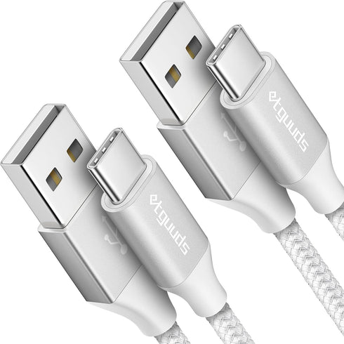 etguuds White USB C Cable 3.3ft Fast Charging, 2-Pack Braided USB to USB C Cable for Samsung Galaxy S23 S22 S21 S20
