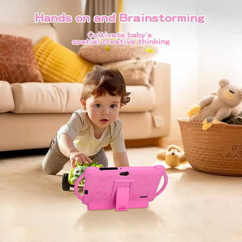 Kids 7 Inch Tablet for Android 12, Toddler Tablets with Protective Cover, 32GB+4GB WiFi Bluetooth Dual Camera