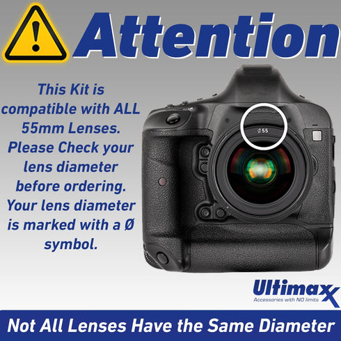 Ultimaxx 55MM Complete Lens Filter Accessory Kit for Nikon D3400 D3500 D5500 D5600 with Telephoto & Wide Angle